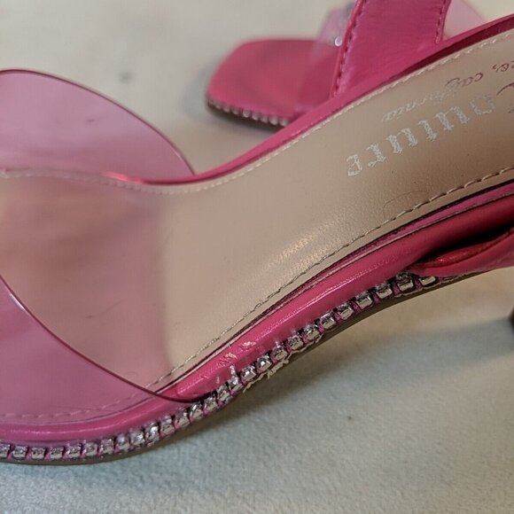 Juicy Couture Hot Pink Rhinestone Heels Clear 3" Heel Slingback Size 8 Logo Gems - Picture 10 of 16
